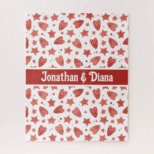 Valentine Hearts & Stars Muster Jigsaw Puzzle (Vertikal)