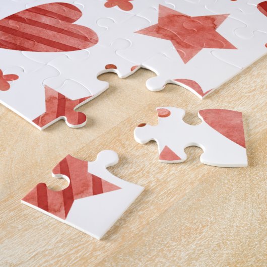 Valentine Hearts & Stars Muster Jigsaw Puzzle (Seite)