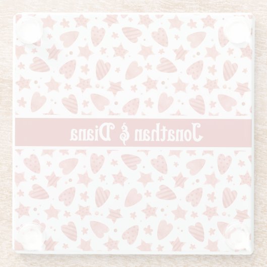 Valentine Hearts & Stars Pattern Untersetzer (Rückseite)