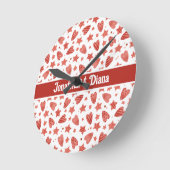 Valentine Hearts & Stars Pattern Wall Clock Runde Wanduhr (Winkel)