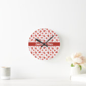Valentine Hearts & Stars Pattern Wall Clock Runde Wanduhr (Zuhause)