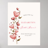 Valentine Hearts Vine Whimsy Bridal Shower Welcome Poster (Vorne)