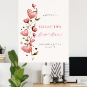 Valentine Hearts Vine Whimsy Bridal Shower Welcome Poster (Heimbüro)