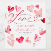 Valentine Hearts Whimsical Art Bridal Shower Weinetikett (Einzelnes Label)