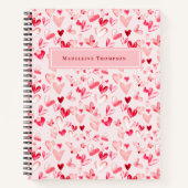 Valentine Hearts Whimsical Watercolor Pink Red  Notizblock (Vorderseite)