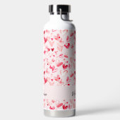 Valentine Hearts Whimsical Watercolor Pink Red Trinkflasche (links)