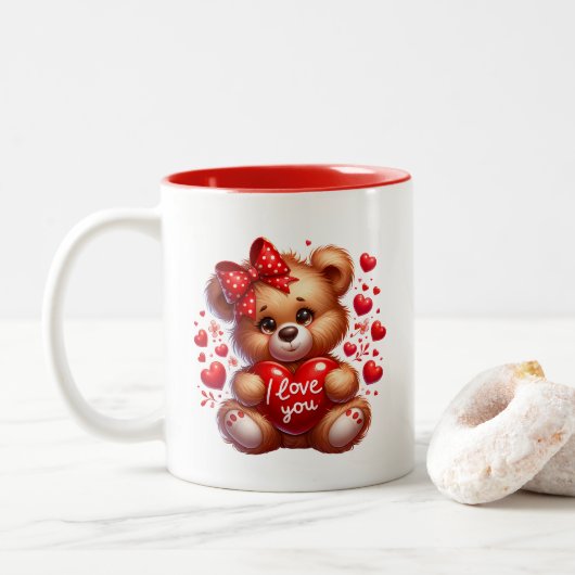 Valentine Hearts Zweifarbige Tasse (Mit Donut)