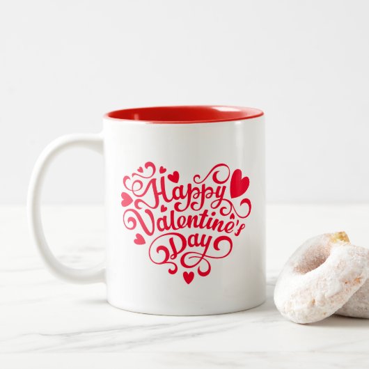 Valentine Hearts Zweifarbige Tasse (Mit Donut)