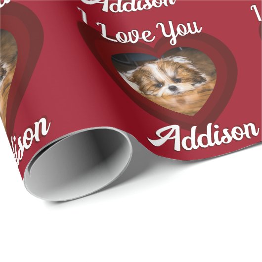 Valentine Herdhunde Liebe Benutzerdefiniert Foto-N Geschenkpapier (Rolleneckpunkt)