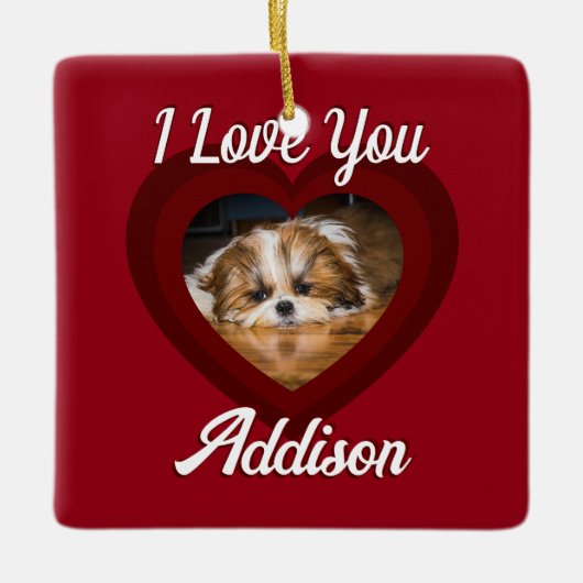 Valentine Herdhunde Liebe Benutzerdefiniert Foto-N Keramikornament (Vorderseite)