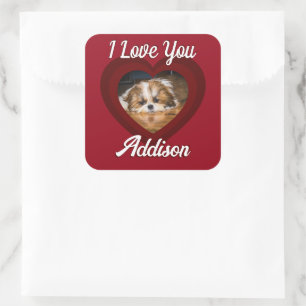 Valentine Herdhunde Liebe Benutzerdefiniert Foto-N Quadratischer Aufkleber