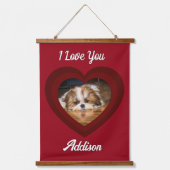 Valentine Herdhunde Liebe Benutzerdefiniert Foto-N Wandteppich Mit Holzrahmen (Vorderseite)