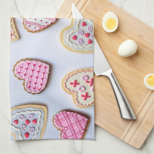 Valentine Herz Cookies Geschirrtuch (Viertel Falte)