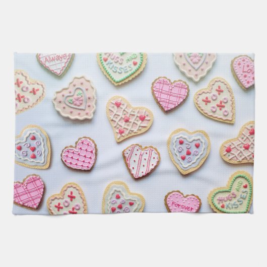 Valentine Herz Cookies Geschirrtuch (Horizontal)