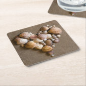 Valentine-Herz gemacht mit Muscheln Rechteckiger Pappuntersetzer (angewinkelt)