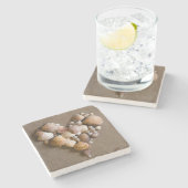 Valentine-Herz gemacht mit Muscheln Steinuntersetzer (Seitenansicht)