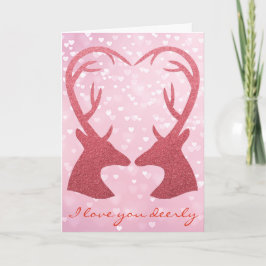 Valentine-Herz-Glitzer-Rotwild Feiertagskarte