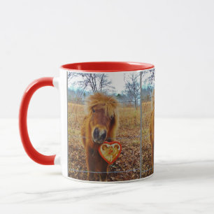 Valentine Herz Miniatur braunes Pferd Tasse