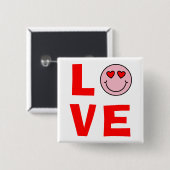 Valentine-Herz mustert Emoji Liebe Button (Vorne & Hinten)