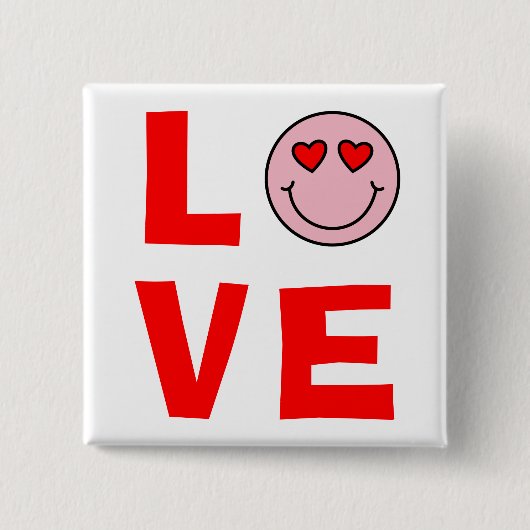 Valentine-Herz mustert Emoji Liebe Button (Vorderseite)