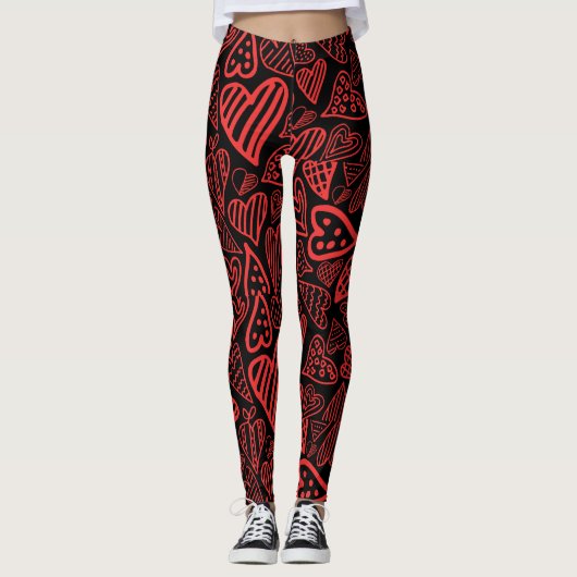 Valentine_herzen Leggings schwarz (Vorderseite)
