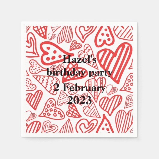 Valentine_herzen Party Papierserviette (Vorderseite)