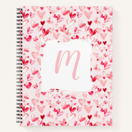 Valentine-Herzen Whimsical-Wasserfarben-Monogramm Notizblock