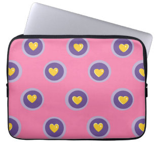 Valentine-Herzmuster mit Kreisen – Süßes Rosa Laptopschutzhülle