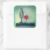 Valentine, Herzsticker, Liebe und Romantik Quadratischer Aufkleber (Tasche)