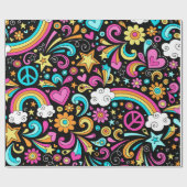 Valentine Hippie Peace Liebe | Valentine Gift Wrap Geschenkpapier (Flach)
