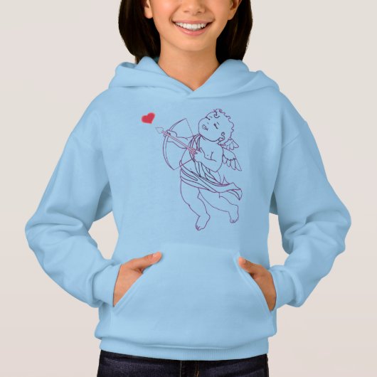 Valentine Hoodies Girl Pink Cupid Sweatshirt (Vorderseite)