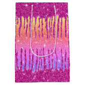 Valentine Hot Pink Glitzer Two Tone Mittlere Geschenktüte (Rückseite)