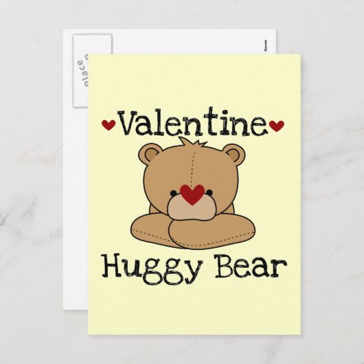 Valentine Huggy Bear Feiertagspostkarte (Vorne/Hinten)