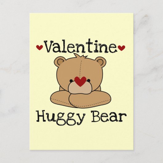Valentine Huggy Bear Feiertagspostkarte (Vorderseite)