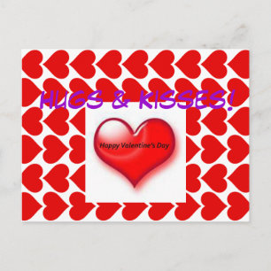 Valentine Hugs & Kisses Postcard Feiertagspostkarte