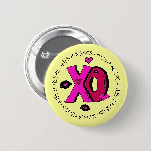Valentine Hugs und Kisses Button (Vorne & Hinten)