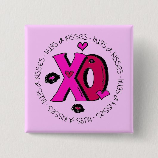 Valentine Hugs und Kisses Button (Vorderseite)