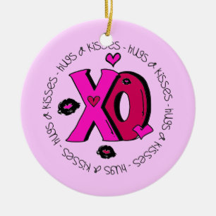 Valentine Hugs und Kisses Keramik Ornament