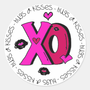 Valentine Hugs und Kisses Runder Aufkleber