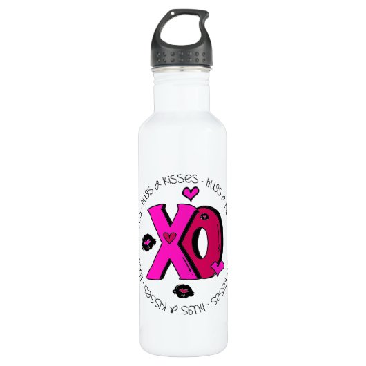 Valentine Hugs und Kisses Trinkflasche (Vorderseite)