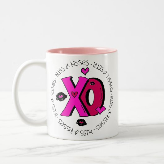 Valentine Hugs und Kisses Zweifarbige Tasse (Links)