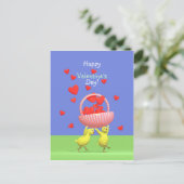 Valentine Hühner und Herzkörbe Feiertagspostkarte (Stehend Vorderseite)