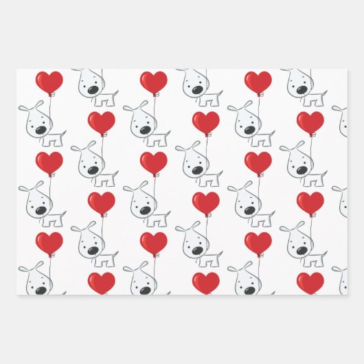 Valentine Hund und Herz Wrapping Paper Sheet Set Geschenkpapier Set (Vorderseite 2)