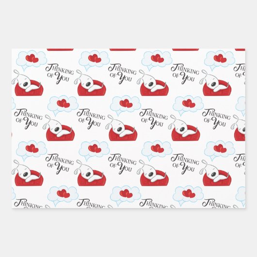 Valentine Hund und Herz Wrapping Paper Sheet Set Geschenkpapier Set (Vorderseite)