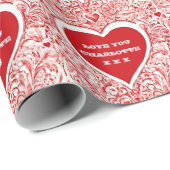 Valentine I Liebe Sie rot-weiß Muster Geschenkpapier (Rolleneckpunkt)