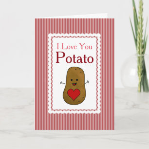 Valentine I Liebe You Potato, rosa Streifen Feiertagskarte