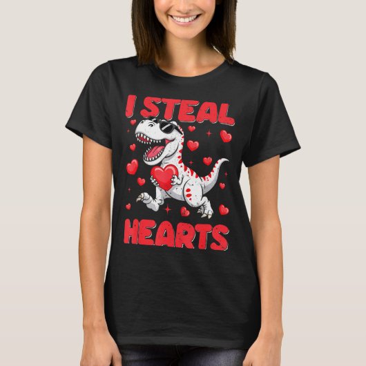 Valentine I Steal Hearts Trex Dino Toddler Kids Ba T-Shirt (Vorderseite)