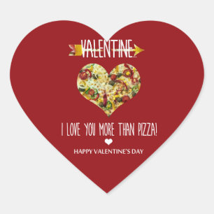 Valentine, ich Liebe dir mehr als Pizza Herz-Aufkleber