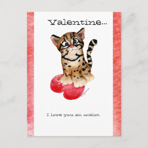 Valentine, ich Liebe Sie eine Ozelot-Postkarte Postkarte
