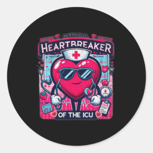 Valentine Icu Nurse Heartbreaker - Playful Nury I Runder Aufkleber